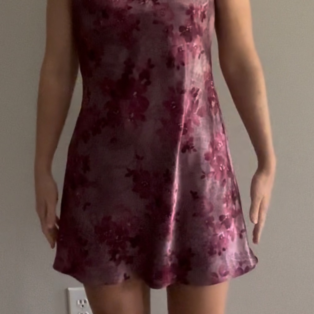 Pink floral slip dress